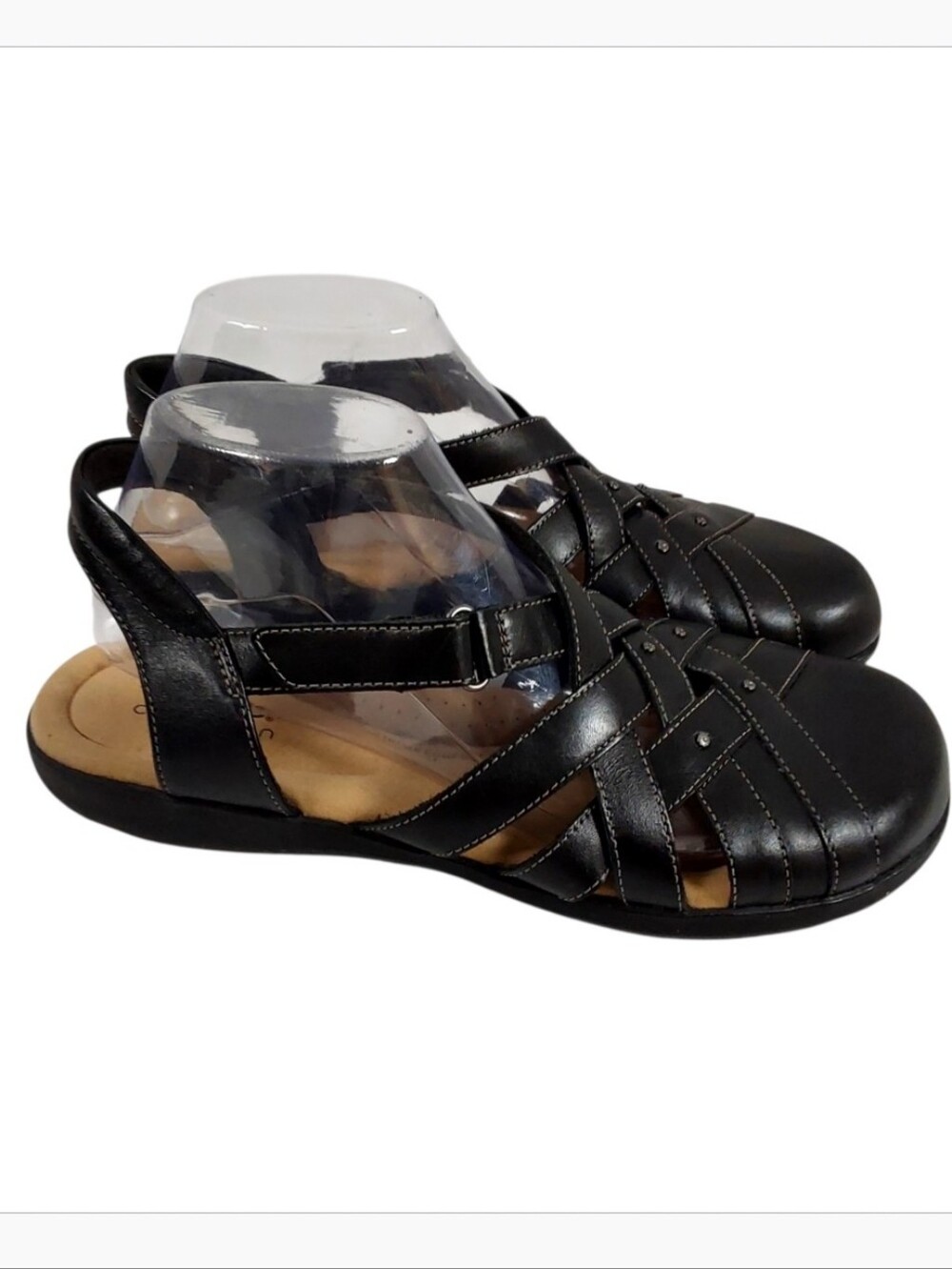 Clarks Elizabelle Sea Black Leather Fisherman Sandals
